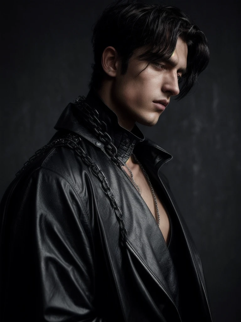 8k, cinematic lighting, bright front lighting. Professional photography of an unsung and mysterious film, bold lines, hyper detailed, dramatic lighting, (intricate details, masterpiece, best quality: 1.4) Very handsome guy, the appearance of the model sits at twilight in the corner in the corners, chains weigh chains on the walls, on the floor of the chain, the guy is poorly lit, sad face, in a black suit with a white shirt with an unbuttoned top, hair to the shoulders, on the chest and blood of the face, dark background, a gloomy prison around the chain, a little light falls on the face of a guy with gloomy lighting, the guy sits With a chain in his hands in a prison cell, a man is wrapped in a chain, (chains), inspired by Yamagata Hiro, sleeping in chains, in chains, detailed johan liebert, Mixed with Alucard, discreet, illustration, cinematic lighting, bright front lighting. Professional photo of an unsung and mysterious film, 1 boy, bangs, belt, black jacket, black trousers, blood, knitted, tied wrists, blond hair, chain, chain, shirt with collar, cuffs, cuts, formal, handcuffs, trauma, jacket, on the knees, long sleeves, looking at the viewer, men's focus, open clothes, open shirt, trousers, split lips, red eyes, shirt, medium length hair, solo, suit, torn clothes, torn shirt, white shirt, BLACK JACKE