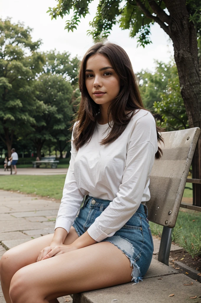 Beautiful woman is sitting in the park