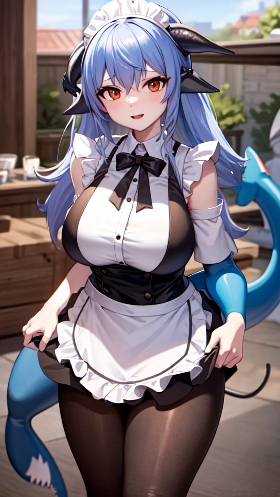 shark girl, Very sexy, big breasts, white apron