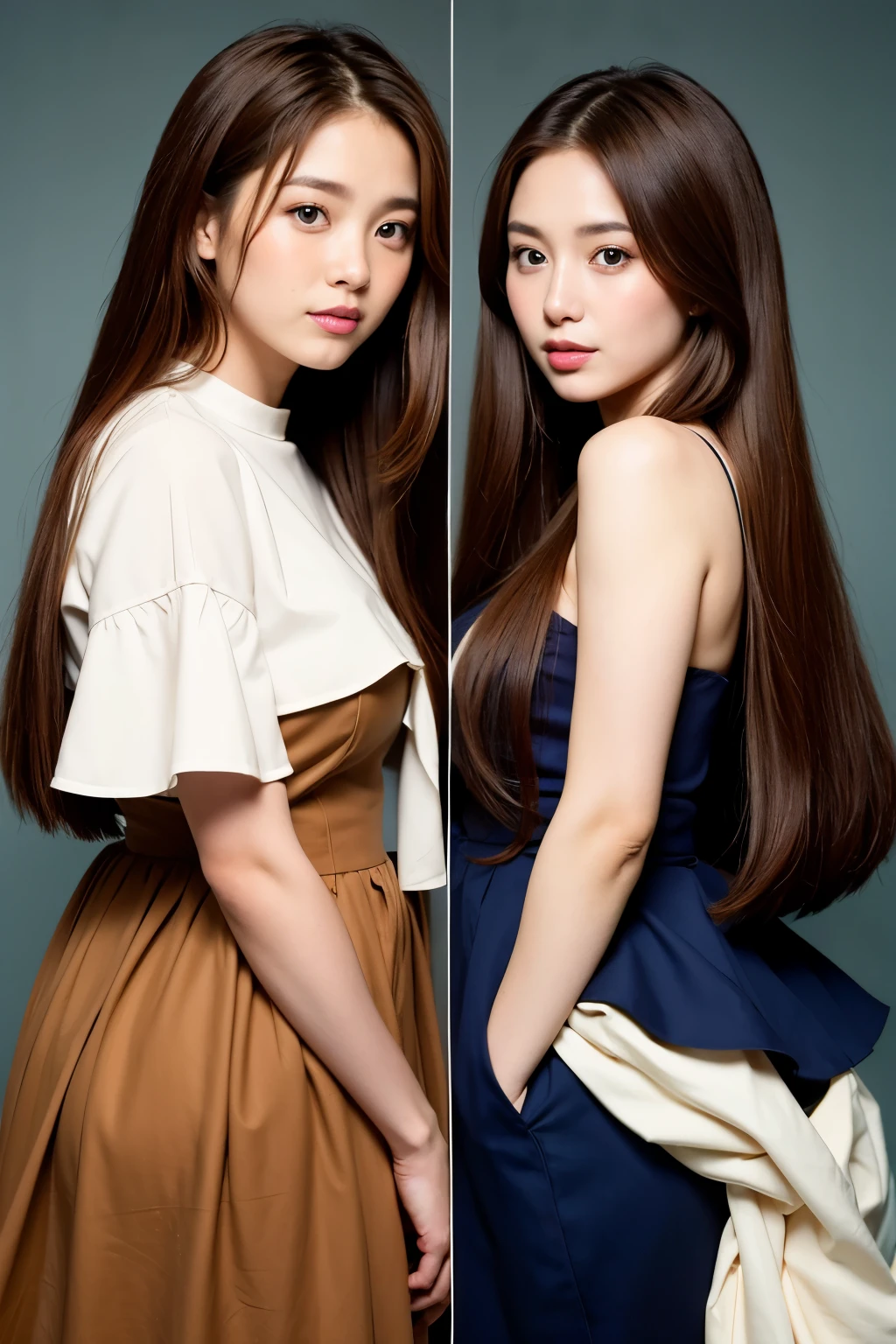 ((Highest quality)), D Cup、Brown Hair、Long Hair、Straight Hair