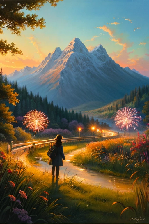 Highest quality、Landscape painting、firework