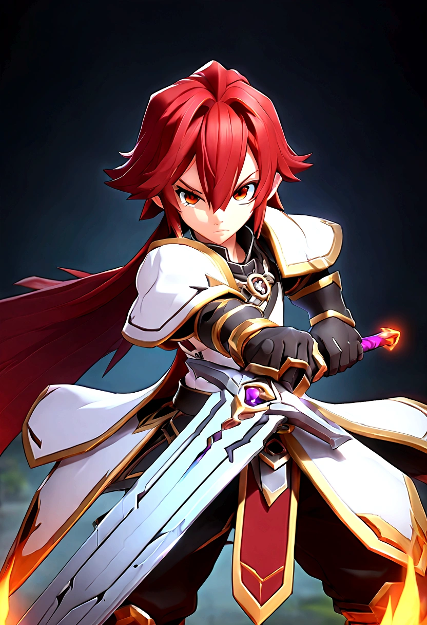 Elsword, redhead, great sword,