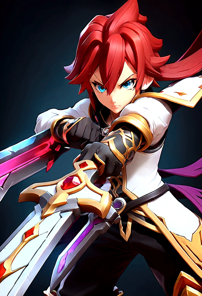 Elsword, redhead, great sword,