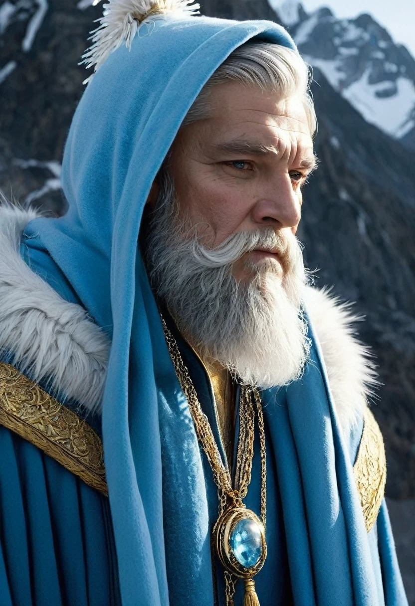 Thorin had a white beard and wore a sky-blue hood with a long silver tassel... Around his neck he wore a gold chain, to which he attached his grandfather&#39;s key. He wore a gold belt and jewels, and her socks were yellow. He was also considered quite tall for a dwarf, although its height was insignificant compared to other breeds.