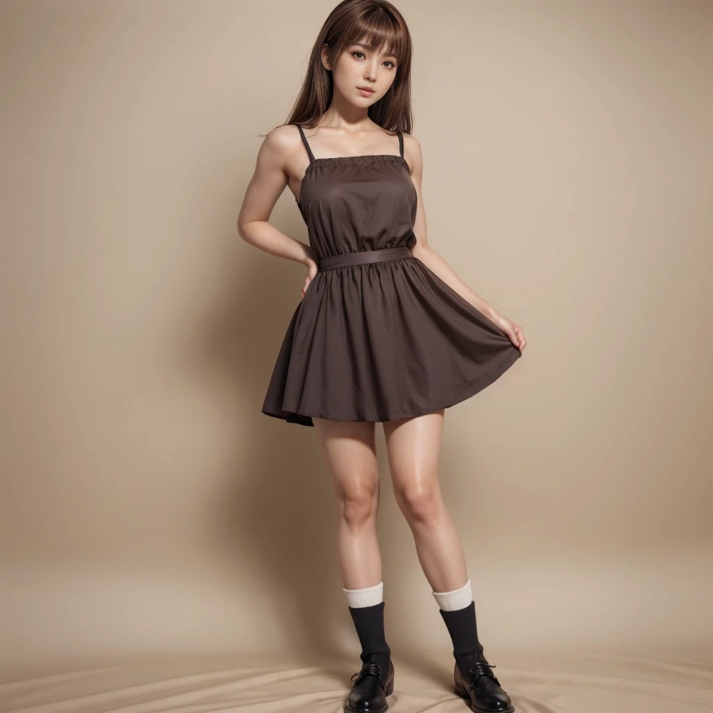Kasumi, brown eyes, (best quality, ultra-detailed), (realistic:1.37), beautiful and detailed face, ultra-realistic texture, delicate face, delicate body, red lipstick, bright colors. High definition, 8K.
