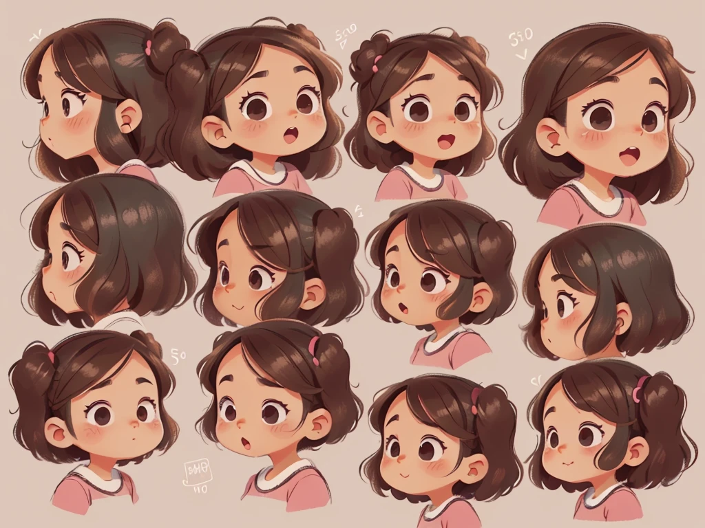 cartoon illustration,facial details,cute,number,1,2,3