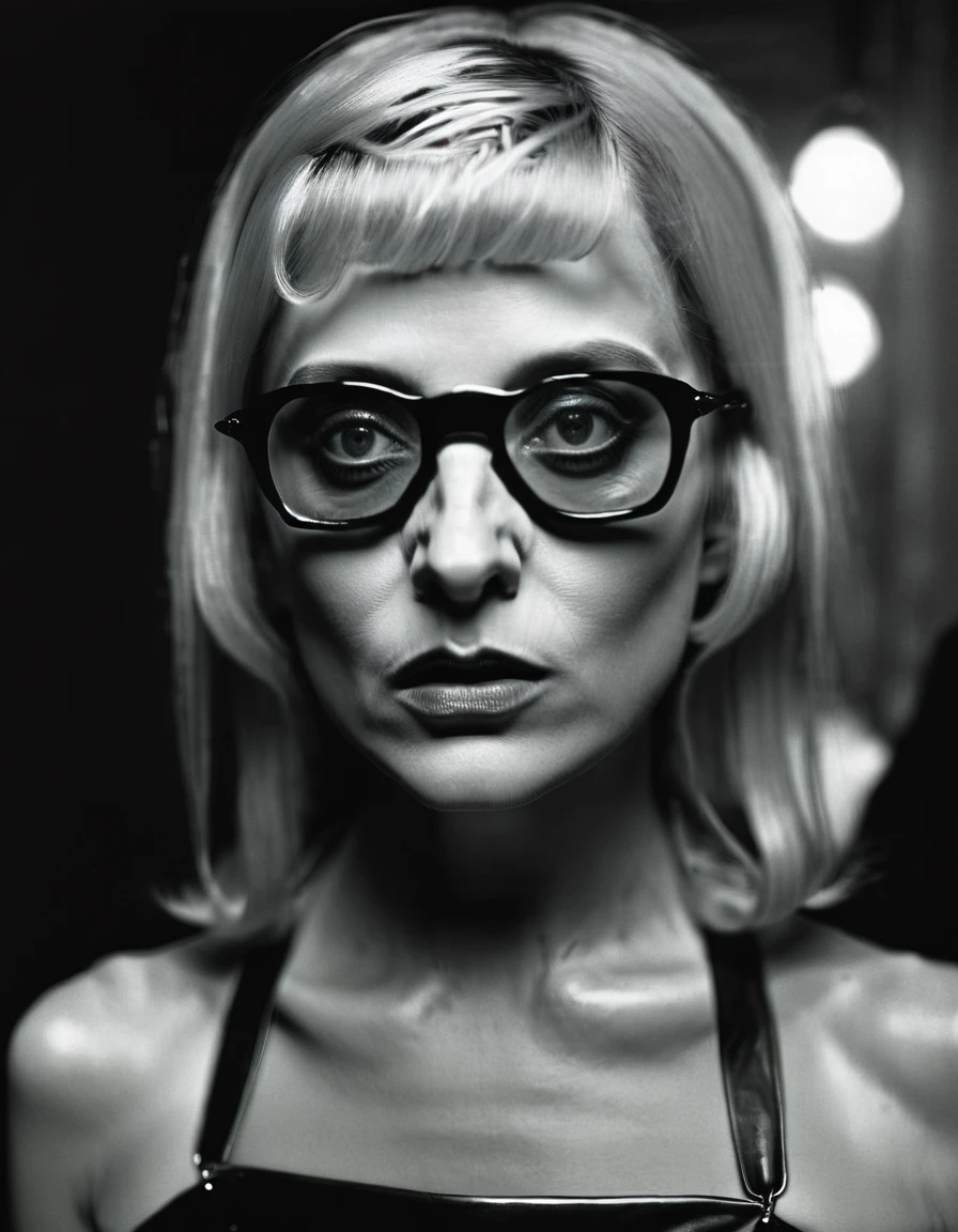 (((iconic movie matrix woman has long pink hair, with a black sunglasses and dark lleather suits,confident expressions but extremely beautiful))) (((masterpiece, rich emotional, hyperrealistic,extreme detailed))) (((lighting chiaroscuro colors background))) (((gorgeous, voluptuous, sophisticated, elegant))) (((dynamic pose,looking at viewer, profile view,open spaces))) (((fine detail, light green Influence, modern art))) (((by Rembrandt style,by Diane Arbus style))), , cinematic moviemaker style
