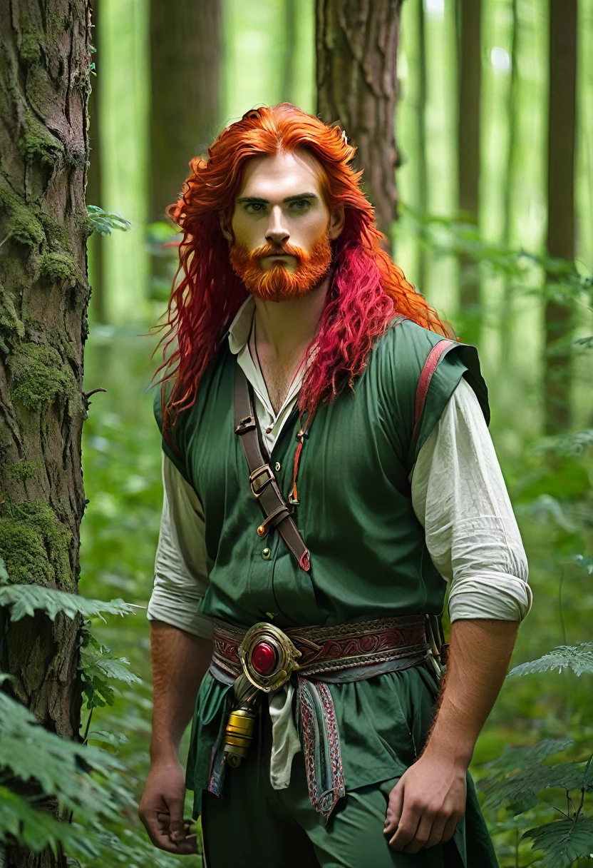 very, with red hair , giant, feroz,  In the woods
