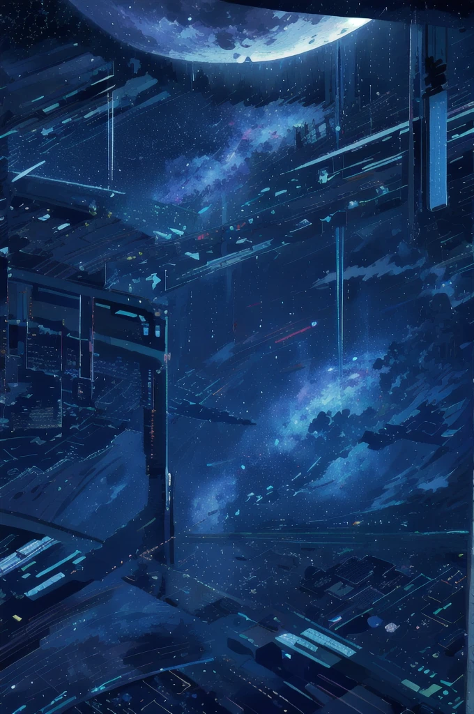 One girl,nightの街,rain, large room、look up、 night, moon, plant, star空、, star , night空、star座、dynamic、 scenery, moon、Ultra HD、Different dimension、cloud