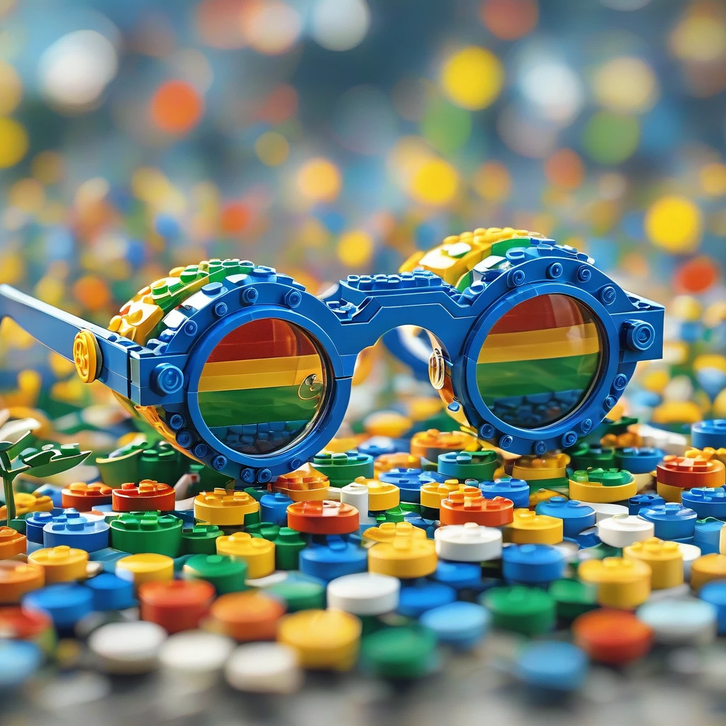 Lego weird glasses（（artwork）））， （（best quality））， （（Intricate details））， （（Surreal））（8K）