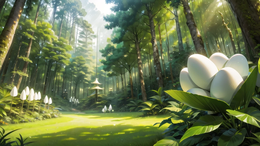 amezon forrest rainforest, Big white eggs in the middle of the forest