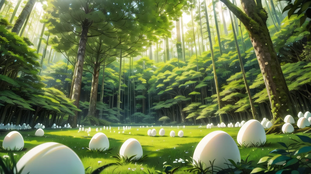 amezon forrest rainforest, Big white eggs in the middle of the forest