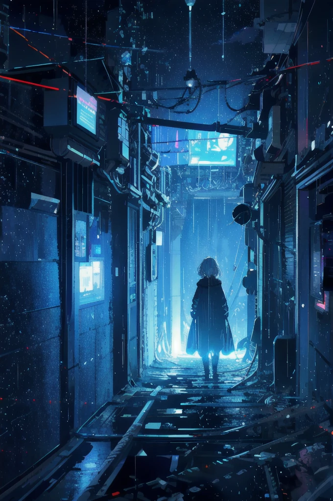 alone girl, city at night, rain, large room, looking up, night, moon, plants, starry sky, stars, night sky, constellation, dynamic, landscape, moon, Ultra HD, different dimension, clouds, 8k quality, dark room Long shot scenic professional photo hologram, water pipe leak, graffiti, cable connector to server, cables on ceiling, led spotlight, trash can, dirty surface, broken ceiling octane rendering, 8k, ultra sharp, Metal, Intricate, Holographic Advertising Decoration Details, Highly Intricate Details, Realistic Light, Topic at CGSociety, RAW Candid Cinema, 16mm, Color Graded Portra 400 Film, Amazing Colors, Ultra Realistic, Textured Skin , amazingly fine pupils, realistic dull skin noise, visible skin details, skin fuzz, dry skin, shot with a movie camera, perfect perspective, highly detailed, wide-angle lens, ultra-realistic, dramatic sky , polarizing filter, natural light, vivid colors, everything is clearly visible, high resolution, ultra high resolution, K floating in space, vivid digital illustration, dribbling, quantum wave tracking, black background, Vihans HD