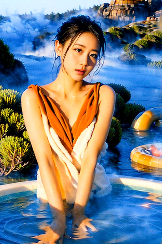 nsfw,nude、(masterpiece), (Highest quality:1.4), Absurd, [:Intricate details:0.2], One girl, (Naked Towel), (Geyser, hot spring:1.2), Moisturized Skin, (fog:1.2), haze, Shiny skin, Shiny skin, (partially submerged in the hot spring:1.2), (Wet hair:1.2), haze, Wet, moisture,