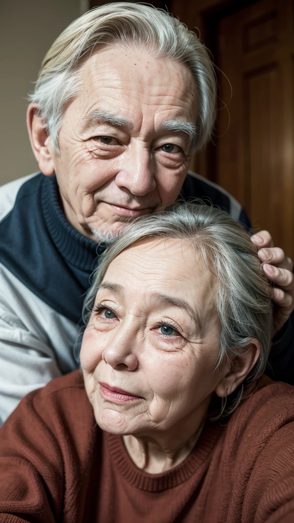 Old couple playing cartoon style