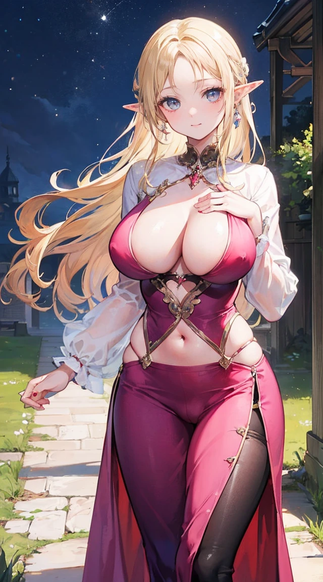 beautiful woman,folk girl,blonde with blue eyes,Wear a rococo ball gown to look elegant... Decorated with long shapes, fluffy skirt.,Beautiful rococo style evening gown with amazing details... Finished off with a long skirt with large pleats...,countryside,countryside,beautiful scenery,European Middle Ages,Smile until all your teeth are gone.,forehead,forehead exposed,very big breasts,ear nipple ring,side waist slit,tight,((side chest)),trousersชั้นในลูกไม้,trousers,((big tits)),(pubic bone),(Hold your hands on your chest...),(Elf Princess), rift, visible chest, Show your breasts, open chest, I see bulging nipples,,(((large areolae:1.4,pink,The nipples are clearly visible.....))),Navel drive,dance,dance, (((2 young women ,beautiful woman))),Revealing the skin, ((pussy,bare female genitals))