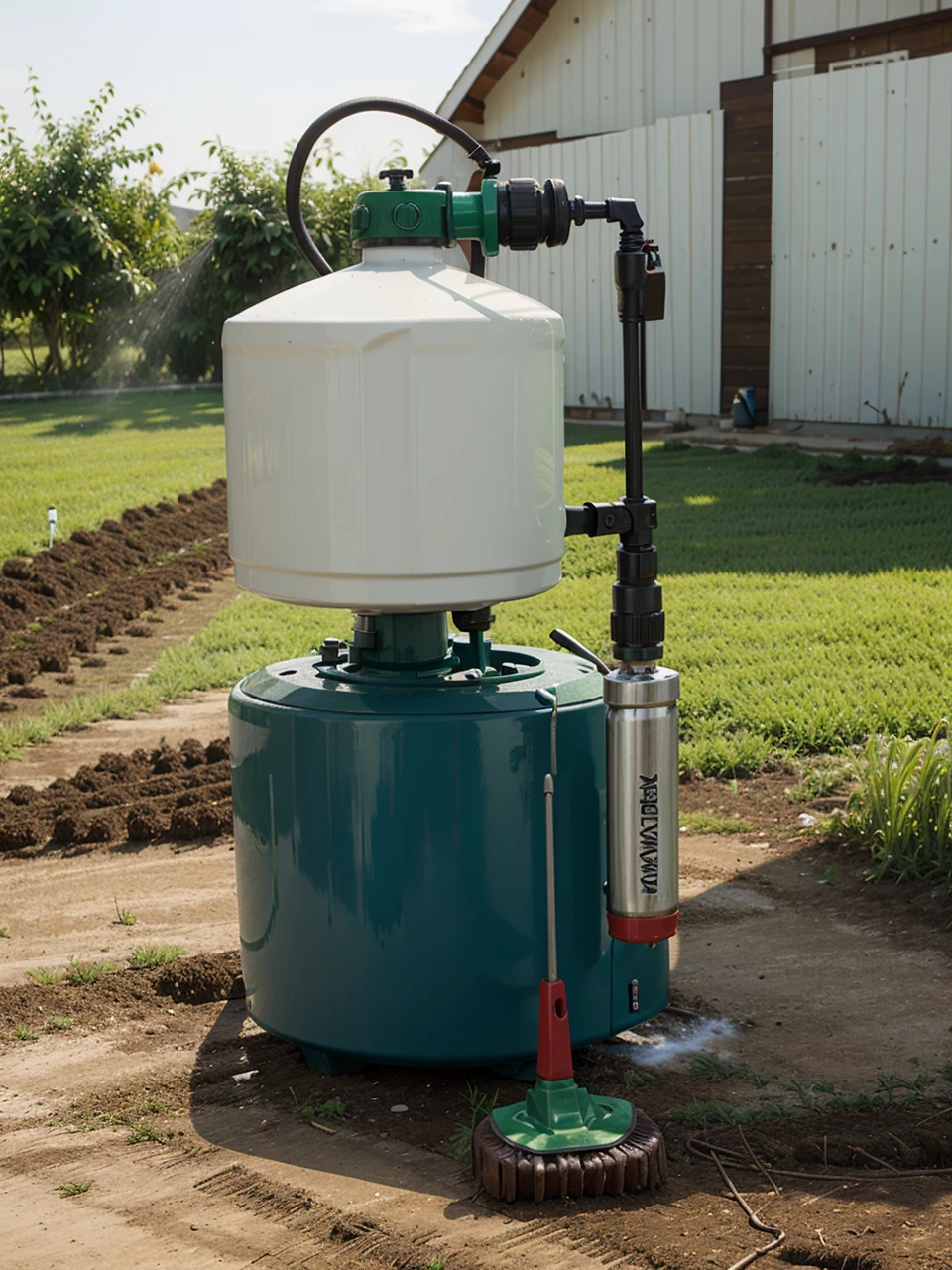 Combination of pesticide sprayer and traditional hoe