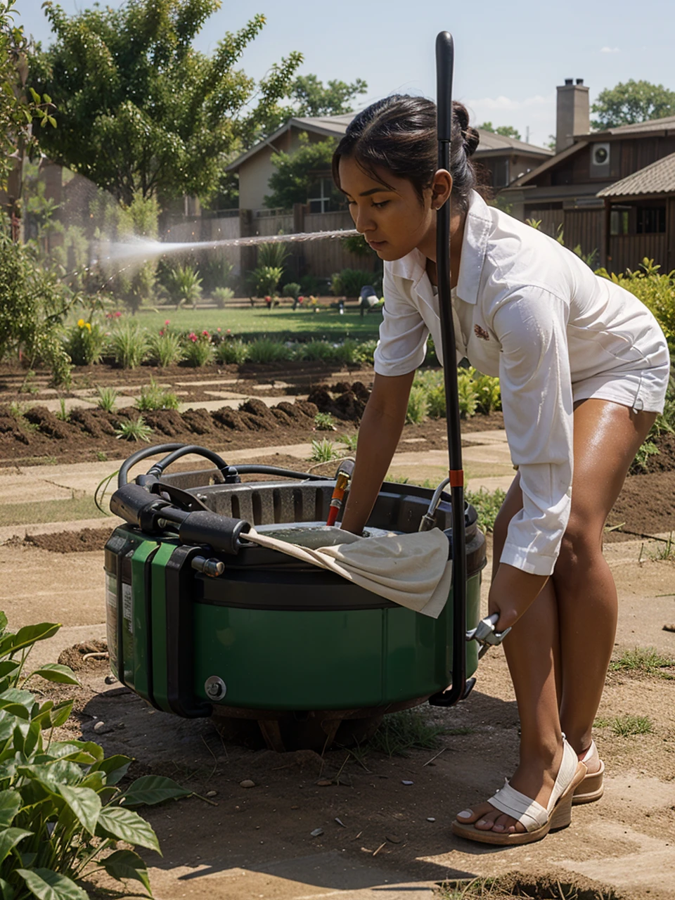 Combination of pesticide sprayer and traditional hoe