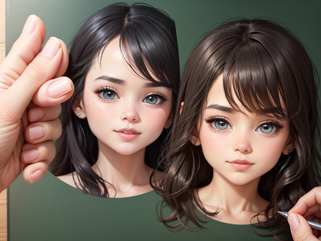 cartoon illustration,facial details,cute,number，（content1,2,3），blackboard，no one，