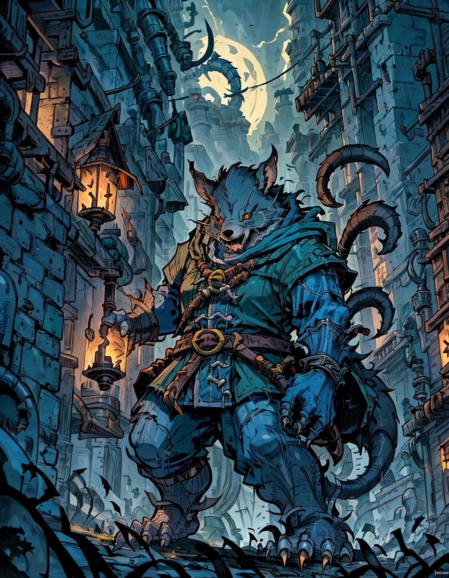 a close up of a rat with a large tail and a big head, anthropomorphic rat, giant rat, giant angry rat, colossal rat, an anthropomorphic gangster rat, from hearthstone, by Pinchus Kremegne