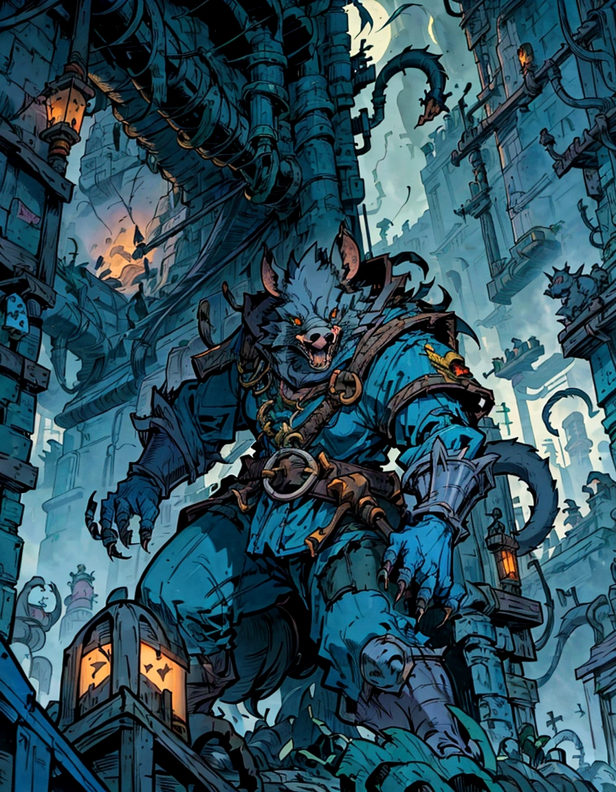 a close up of a rat with a large tail and a big head, anthropomorphic rat, giant rat, giant angry rat, colossal rat, an anthropomorphic gangster rat, from hearthstone, by Pinchus Kremegne