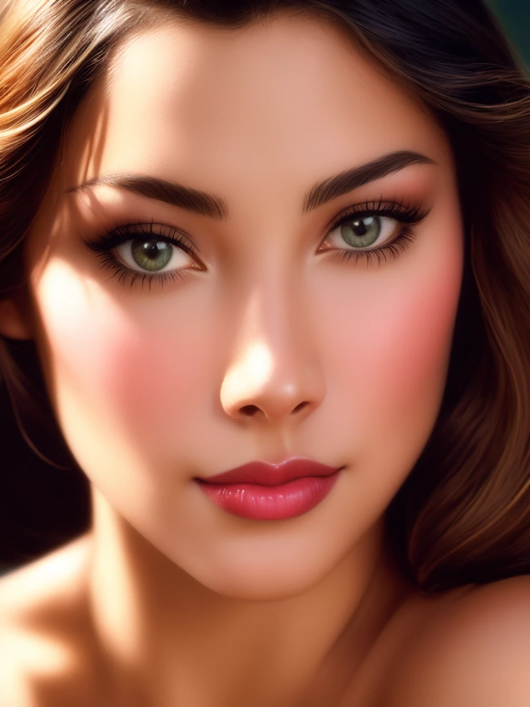 1970s,Direction: Alberto Vargas,(best qualityer, artwork), ultra-detailed and delicate portrait of a beautiful and timeless girl,black female, sultry eyes, close up, estilo de Rolf Armstrong, Light and Shade,face load,sexy face, beautiful nose, do different hair, make variations of female noses,woman from Switzerland