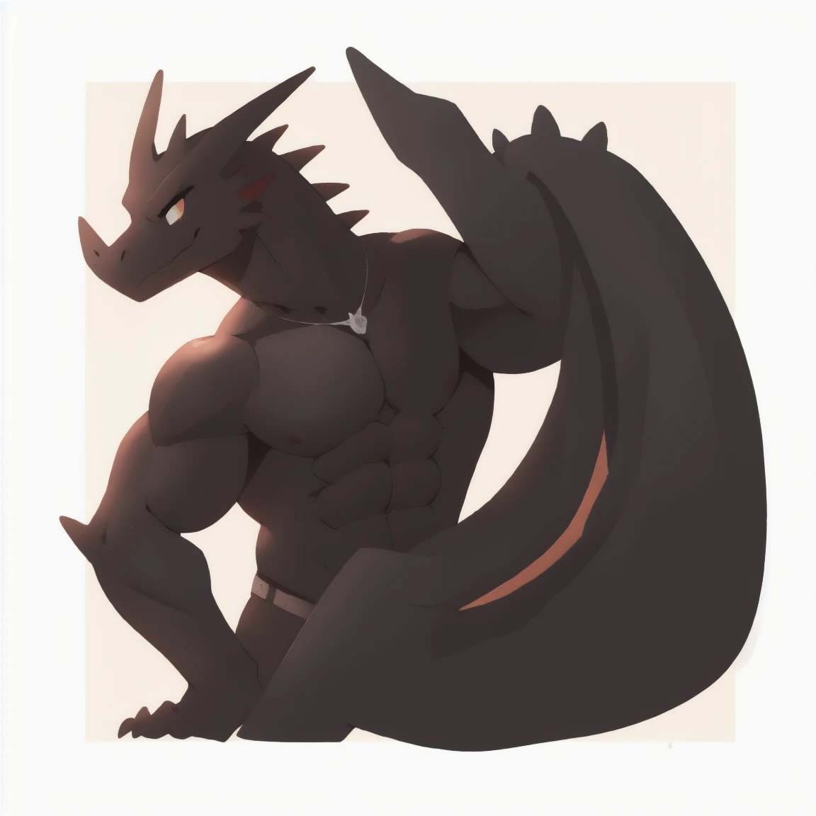 Drunk Young Lizardman、Black body、White belly、Toned body、Two white horns、Sparkling blue eyes、Friendly friend、Hotel、cool、Mischievous Smile、((On all fours with her butt facing up))、erection、From the back