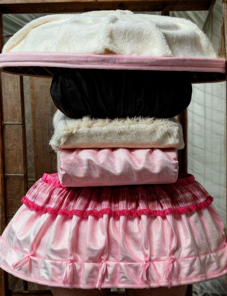 Sabrina Carpenter, smiling, white bra, pink skirt