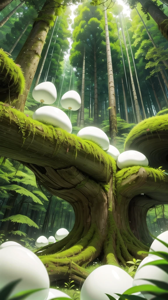 amezon forrest rainforest, Big white eggs in the middle of the forest