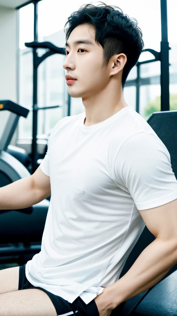 (Man in his 20s, Refreshingly handsome, Hallyu, tall), (Sportswear, Gymのトレーナー, Gym), (Healthy Body, Strong body)