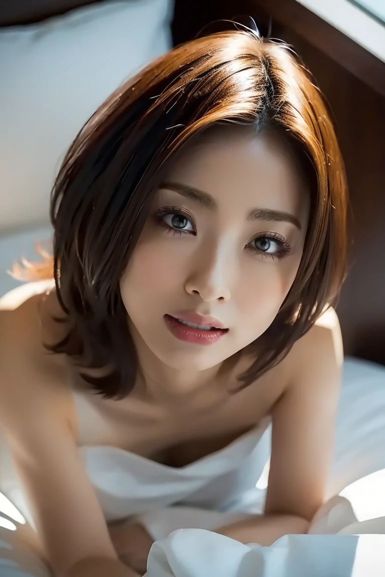 Full body nude photo, beautiful spanish|chinese girls, 25 years old ,super model,cute face,full make up ,shoulder length hair , big brown eyes, high nose , medium breast , slender body ,170 cm tall, absolutely nake ,no hair ,nude ,shaved , standing in living room,wearing flower necklace,turn body toward the viewer