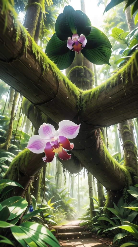 amezon forrest rainforest, Big orchid in the middle of the forest