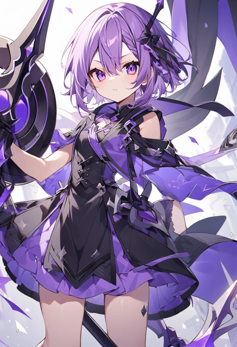 Keito。Purple Eyes。Purple Hair。Purple Halberd