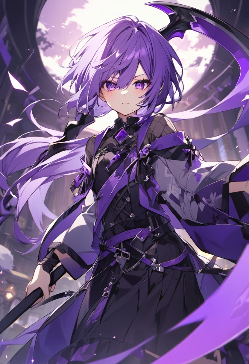 Keito。Purple Eyes。Purple Hair。Purple Scythe
