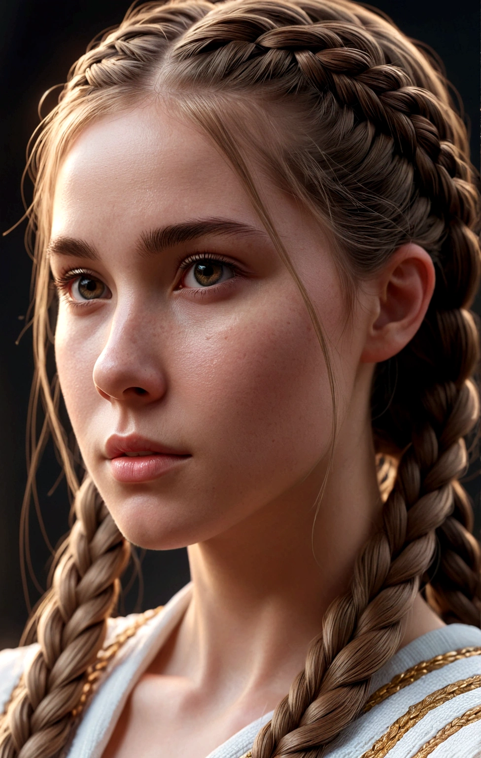 1girl, face, pixel art, single long braid hair, close up, head and neck, intricate, super detailed, 8k