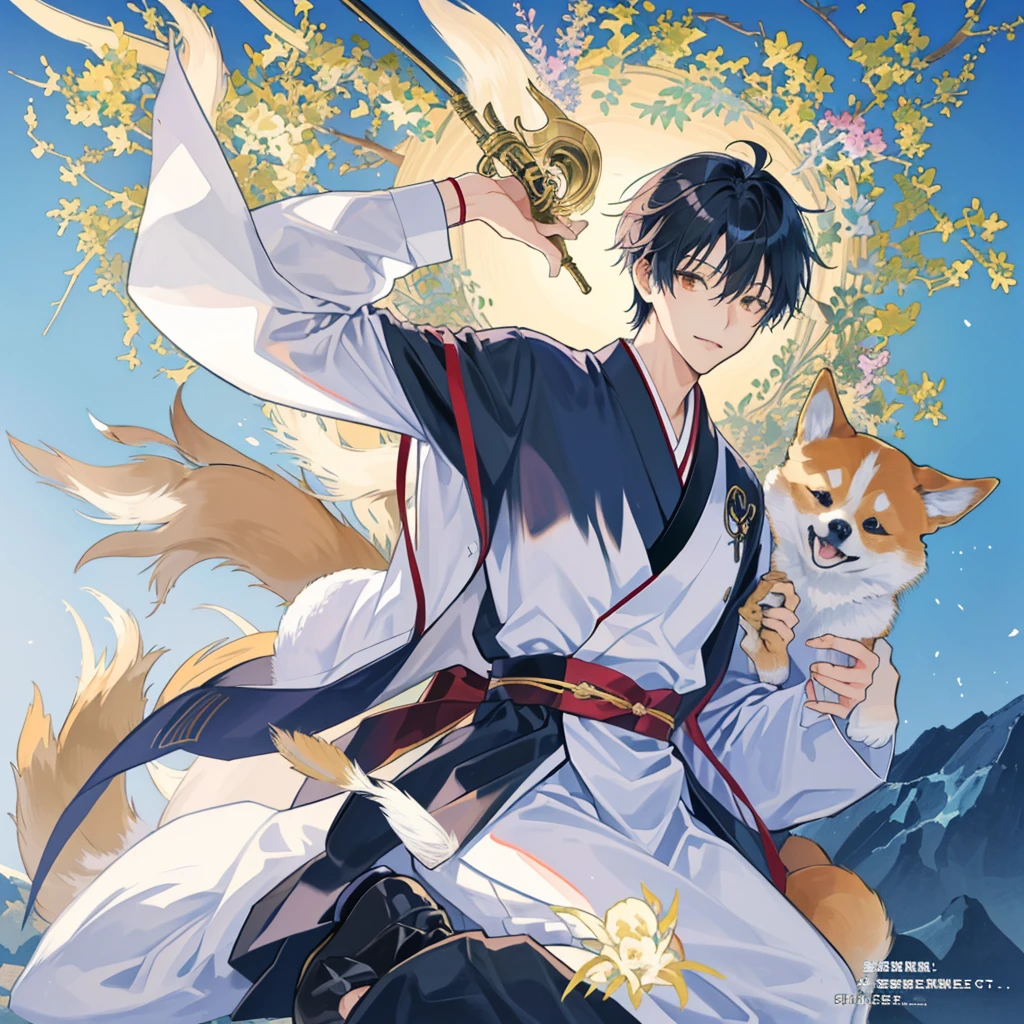 冷蔵庫の前の床に座っているanimeの犬, anthropomorphic Shiba Inu, shibu inu, Beasts, Japanese Dog, Shiba Inu, Doujinshi, Shiba Inu dog, Shiba Inu holding a baseball bat, by Kaigetsudō Ando, anime, manga scans
