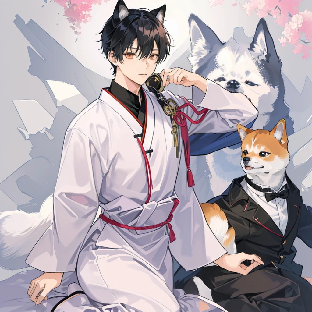 animeの犬, anthropomorphic Shiba Inu, shibu inu, Japanese Dog, Shiba Inu, Shiba Inu dog, Shiba Inu, anime, manga scans, Black and White, Line art