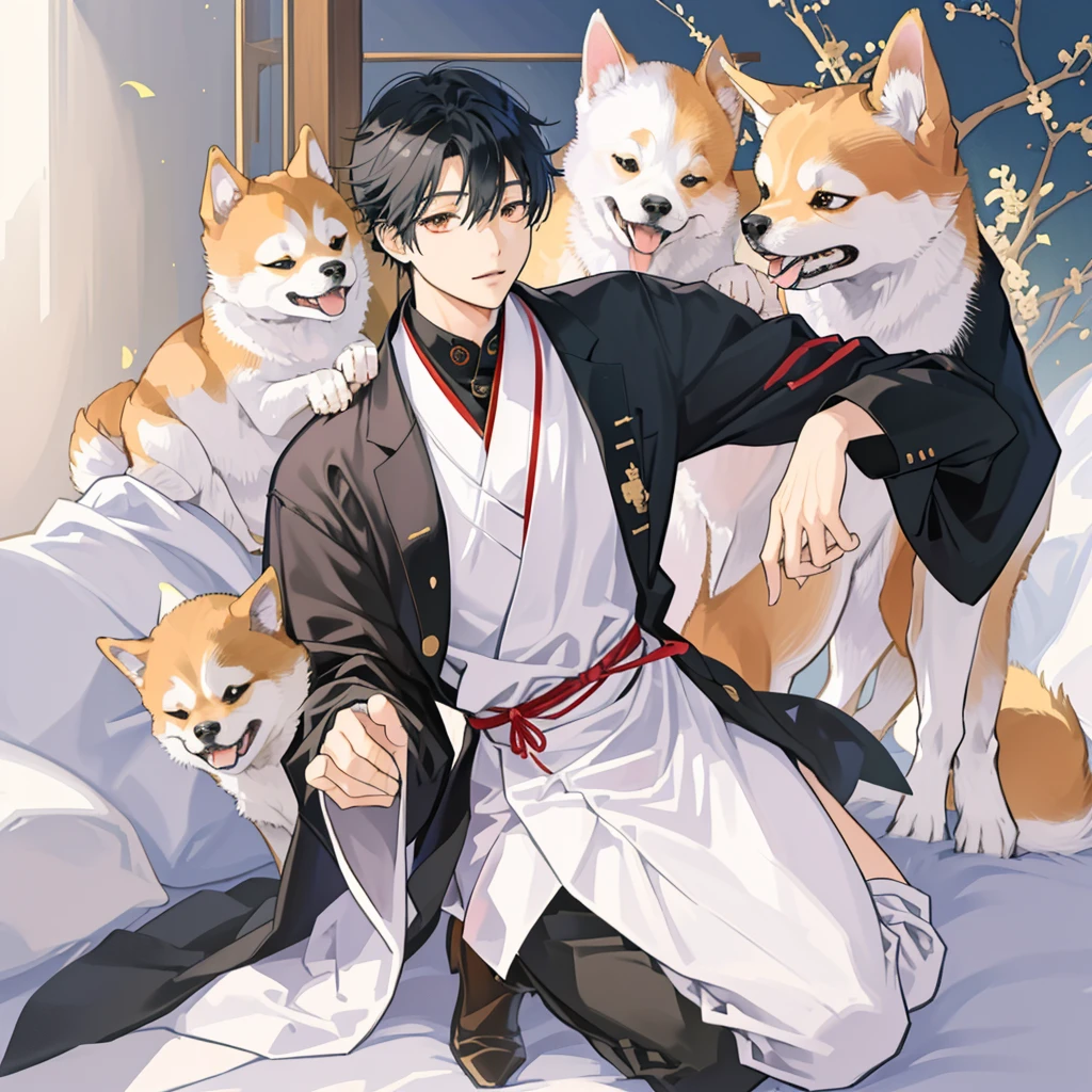 animeの犬, anthropomorphic Shiba Inu, shibu inu, Japanese Dog, Shiba Inu, Shiba Inu dog, Shiba Inu, anime, manga scans, Black and White, Line art
