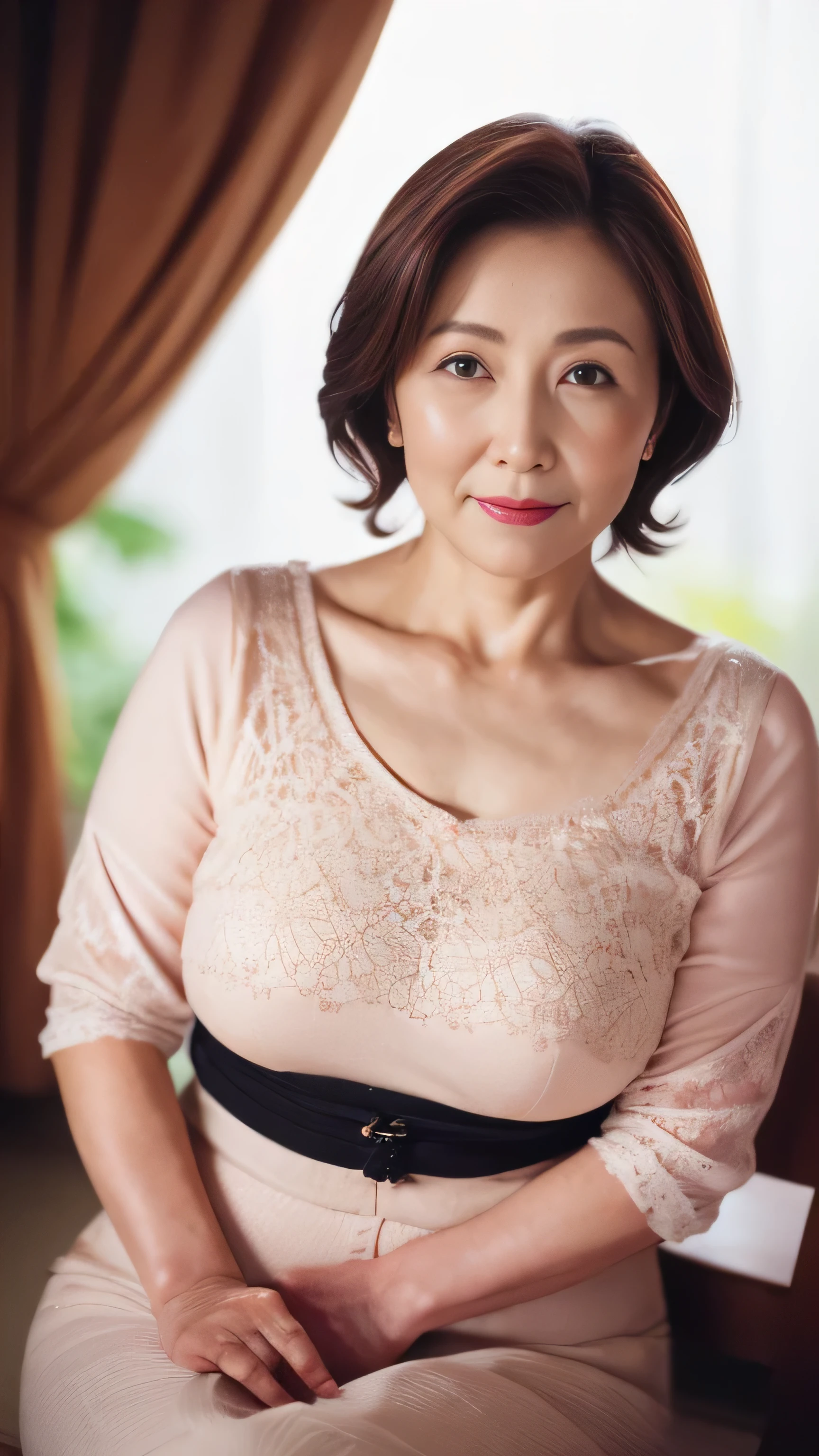 (Medium shot scene:1.3), (Realistic:1.3), (RAW Photos), (alone), Sharp focus, In detail, high quality, High resolution,Remove Background, gravure, From the chest up, Red lips, Aged face, early summer clothes, 最high quality, Very detailed, Realistic, Very detailed肌, Perfect human body depiction, (1 Japanese Mature), (alone), 120 years old, Late Elderly, old woman, Flashy makeup, Large Breasts, Mature female politician, Glamour, Whitening skin, Chromo White Skin, View your audience,