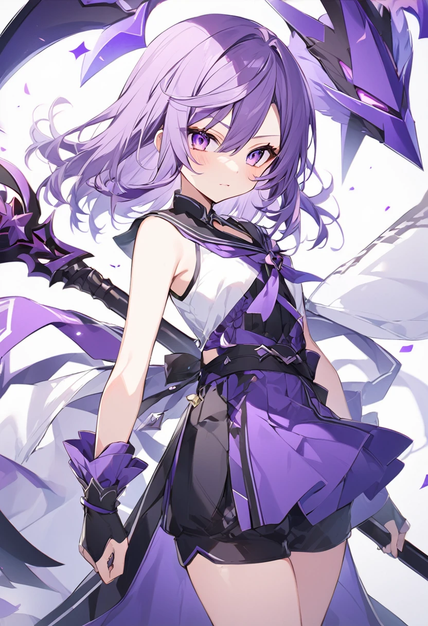 Keito。Purple Eyes。Purple Hair。Purple Halberd