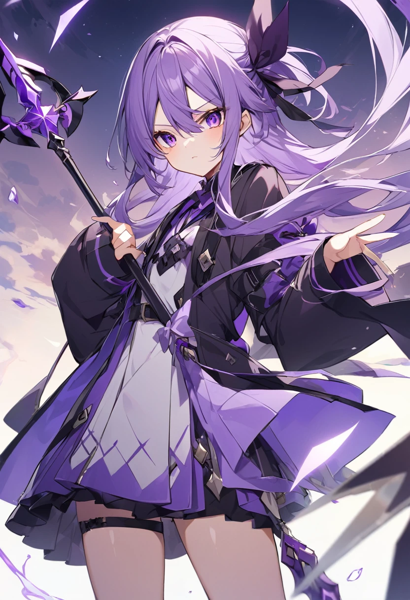 Keito。Purple Eyes。Purple Hair。Purple Halberd