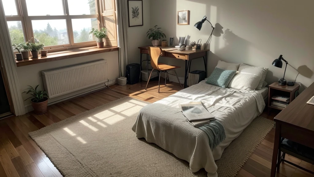 The image shows a character in a room, studying under the light of a desk lamp. There is a plant, books, and other stationery items on the table, a sleeping orange cat in the background, and an open window with a nighttime city view.
Here are some suggestions for changes to the image:
1. **Add Rain Sound**: Include visual effects of rain falling outside the window to enhance the sense of relaxation.
2. **Music Elements**: Add some musical icons floating around the character to represent the Lofi music they are listening to.
3. **Warmer Colors**: Increase the intensity of warm colors in the image, especially the light from the desk lamp and the room's lighting, to create an even cozier atmosphere.
4. **Additional Details**: Add more details to the room, such as a soft rug on the floor, some cushions, or a blanket on the back of the chair to increase visual comfort.
5. **Natural Environment**: Add more plants to the environment to bring a touch of nature and life to the space.
6. **Textures**: Apply soft textures to the walls and furniture to give more depth and realism to the scene., photo , No text on the image., photo, portrait photography No music symbols on the image.