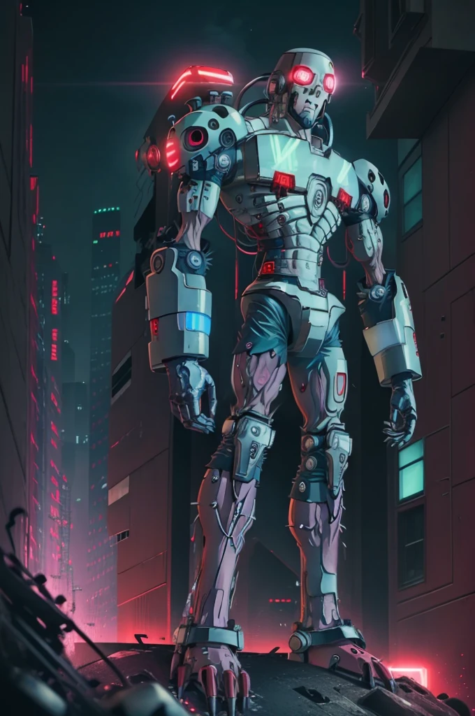 ((masterpiece,Highest quality)), (Glowing neon red light, Cyberpunk City ),
andromon_Digimon, Upper Body, 
alone, View your viewers, Dynamic pose,
Neon Light, Structure of the film,
