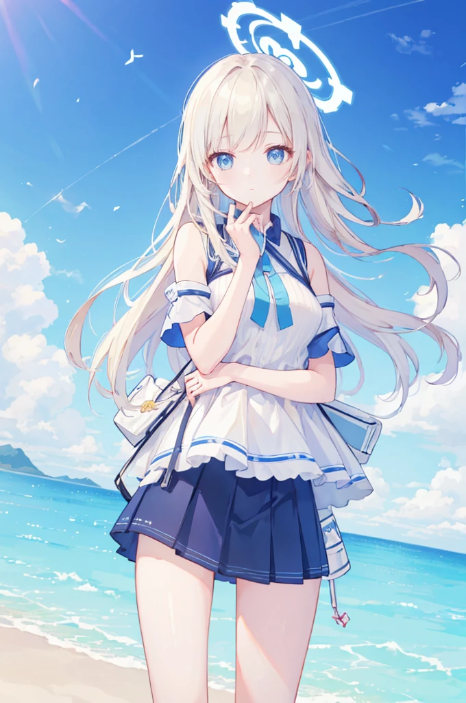 (high quality illustration:1.ung woman too:1.0)、(single:1.0)、(Clothes with new designs:1.0)、(Clothes designed like the characters in the game:1.0)、(upper body:1.0) 、high resolution、4K:1.0)、light cream colored hair、white dress,young girl