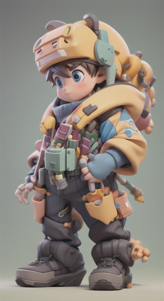 reelmech, a 1boy cyborg, (((knolling))) 