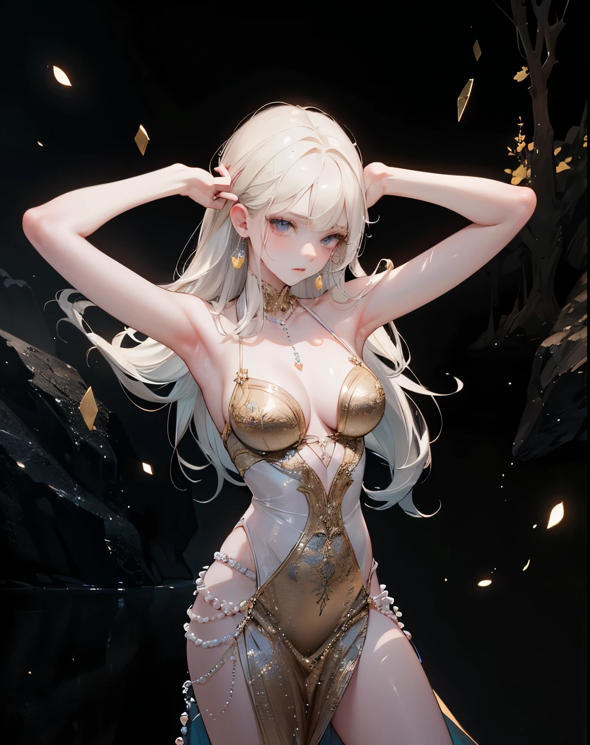 (masterpiece,top quality,Best quality,official art,beautiful and aesthetically pleasing:1.2),beautiful princess,At the foot of the mountain,mountains in the distance,Correct anatomy,Full length photo,convex,Cute big breasts,open chest,legs separated,plum,Desire for dissatisfaction,only genitalia, camel toes,Sexual gesture,(Long hair and long meat),gentle face, detailed eyes,Correct anatomy,detailed face, detailed eyes,Holy Rays,gold foil,gold leaf art,deep background,absurdity,fantastic and incredible,Epic composition,(complex parts,hyper detail:1.2),ultra photorealistic, epic realistic, ((with neutral colors)),(pastel color:1.2), hyperrealistic, + cinematography + dynamic composition, incredibly detailed, sharpen, cinematic, warm light, light effect, dramatic light, (complex parts:1.1), complex background, (Pearl Beaded Bralet Top), ((pearl top)),