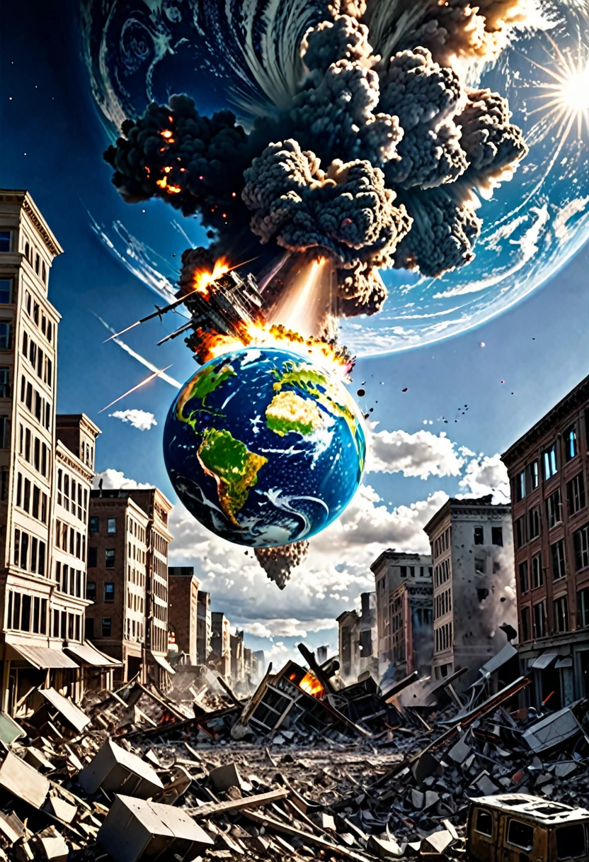 Create a image of the last day of earth destroyed by alliance