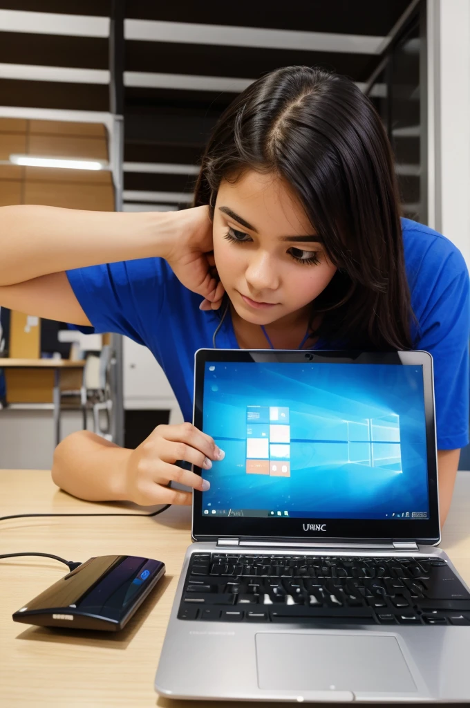 Create a picture in which students are studing on computer and a name also written on every computer is harton in unique form