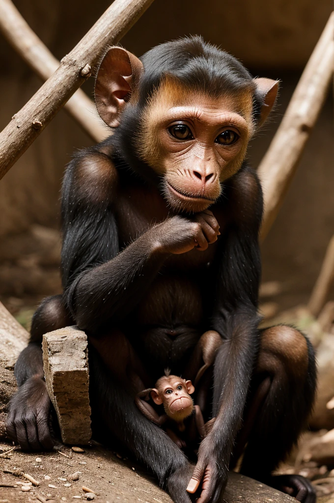 6 Ants bite a cute monkey 