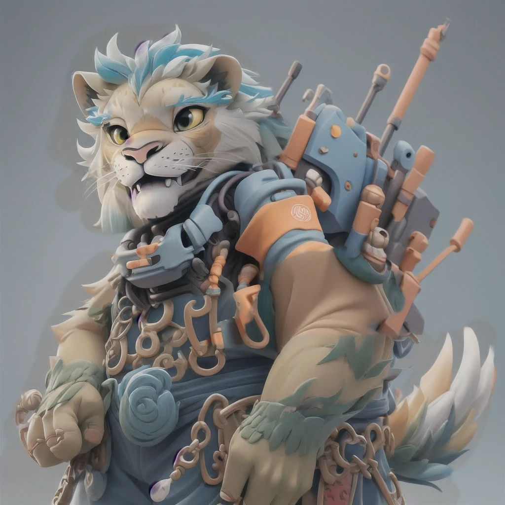 Yellow Lion Beastman、 Highest quality、White background